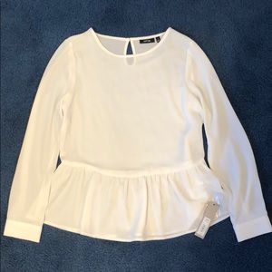 Long sleeve white peplum top